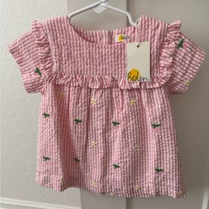 Baby Boden Pink Seersucker Top NWT